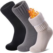 Women Men Thermal Socks Warm Winter Extra Thick Medium Black Khaki Grey