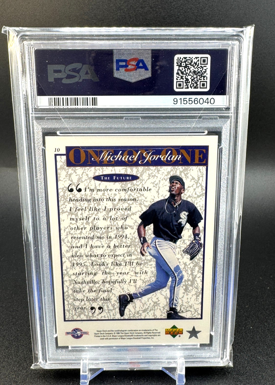 Michael Jordan 1995 UD Minor League MJ One on One The Future Baseball #10 PSA 9 view 2