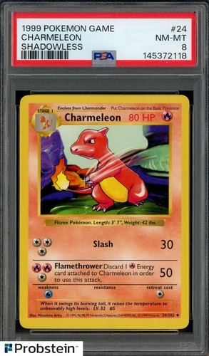 1999 Pokemon Game Shadowless #24 Charmeleon PSA 8 NM-MT