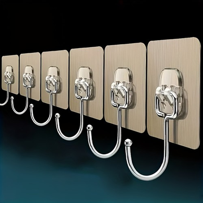 #ad 5 Pack Self Adhesive Hooks Heavy Duty Wall Hangers Gold Stick On Towel Robe Coat $3.99