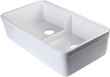 ALFI brand AB5123 32 Inch Short Wall Double Bowl Fireclay - White