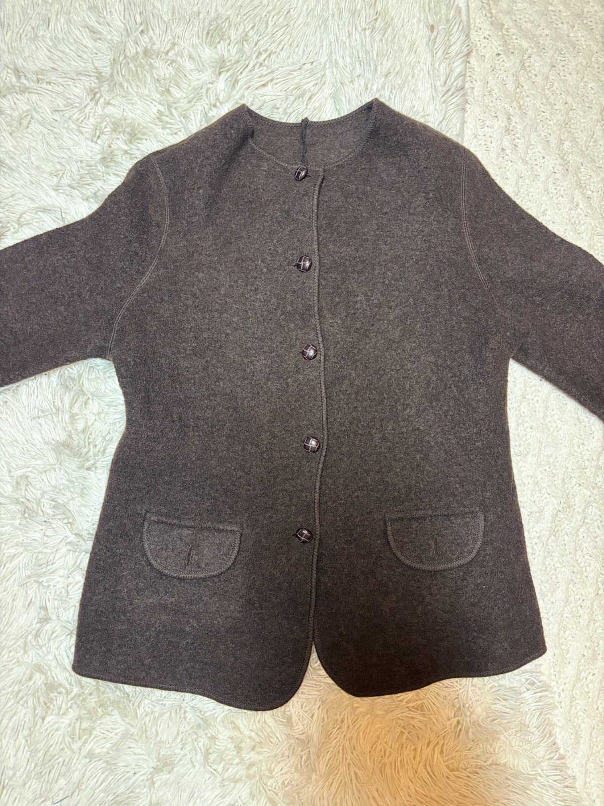 Wool Button Front Blazer Jacket Collarless Women'… - image 3