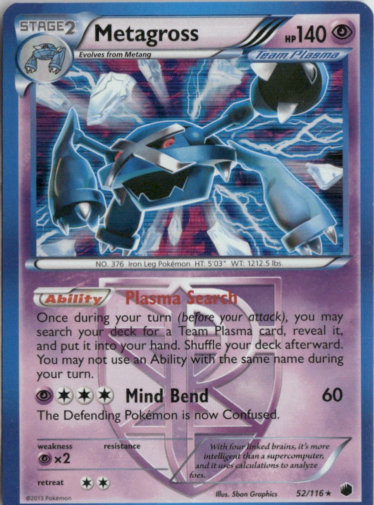 Pokemon Metagross (Team Plasma) Rare Holo Plasma Freeze 2013 52/116 NM