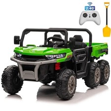 24V Kids 2 Seater Ride on Car 4WD 6-Wheel Electric Dump Truck Off-road w/Remote