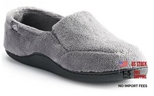 mens Terry Moccasin Slipper With Memory Foam for Indoor/Outdoor 8-9 Charcoal