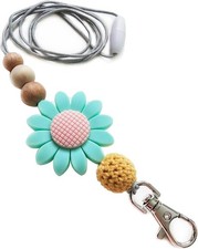 Beaded lanyard,id badge lanyard,teacher lanyard,silicon lanyard - sunflower-blue