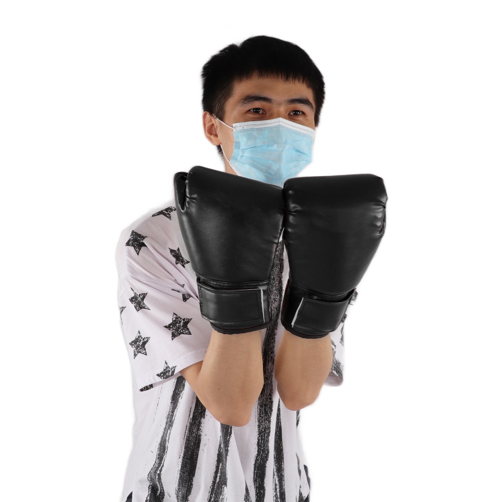 ¸(Black)1Pair Adult Unisex Training Boxing Fight Sanda Muay Thai AS