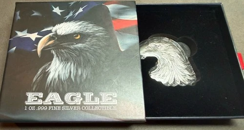 2022 Chad 1 oz Silver American Eagle Shaped High Relief Coin .999 Fine (w/Box)