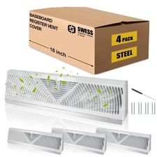 Swess 4 Pcs 18 Inch Baseboard Register White(Duct Opening Size), Baseboard Ai...