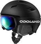 Odoland Ski Helmet and Goggles Set, Snowboard Helmet & Glasses Medium Black
