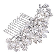 Silver Wedding Hair Comb With Pearls and Crystals Wedding Hair Accessories Br...