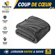 Plaid Polaire Flanelle 130 x 160 cm Jeté de Canapé Gris Foncé Doux et Chaud