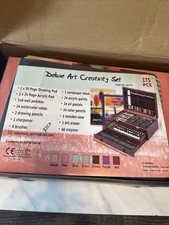 Juego de arte de madera de lujo de 175 piezas con caja de almacenamiento rosa dibujo pintura y manualidades