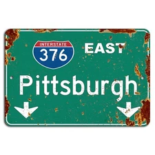 Rustic Pittsburgh Highway Sign: Vintage Interstate 376