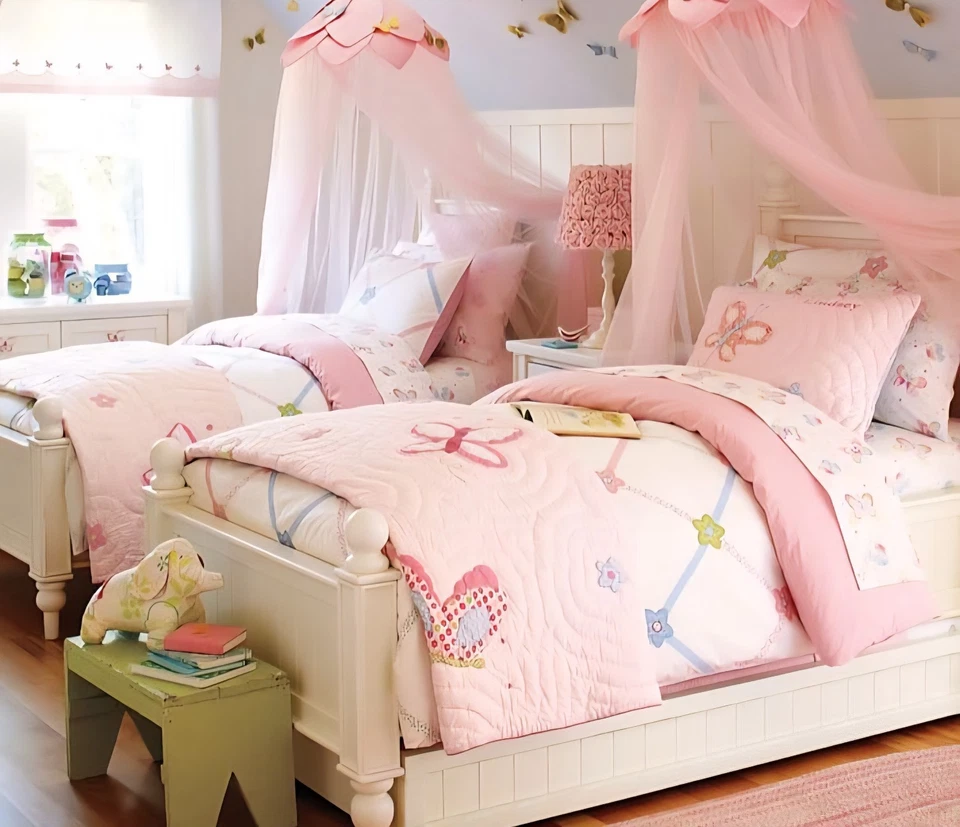 Edredom e fronhas Pottery Barn Kids Lindsey treliça floral bolinhas completo queen em excelente estado usado - Imagem 2 de 4