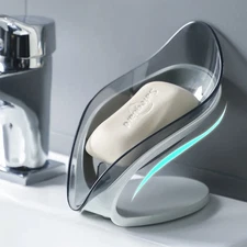 Leaf-Shaped Suction Cup Soap Dish – Self-Draining Holder for Bathroom & Basin