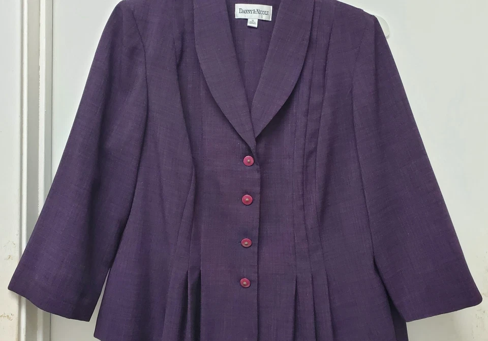 Conjunto de chaqueta y vestido Danny & Nicole de 2 piezas para mujer talla 16 color púrpura Foto 2 de 4