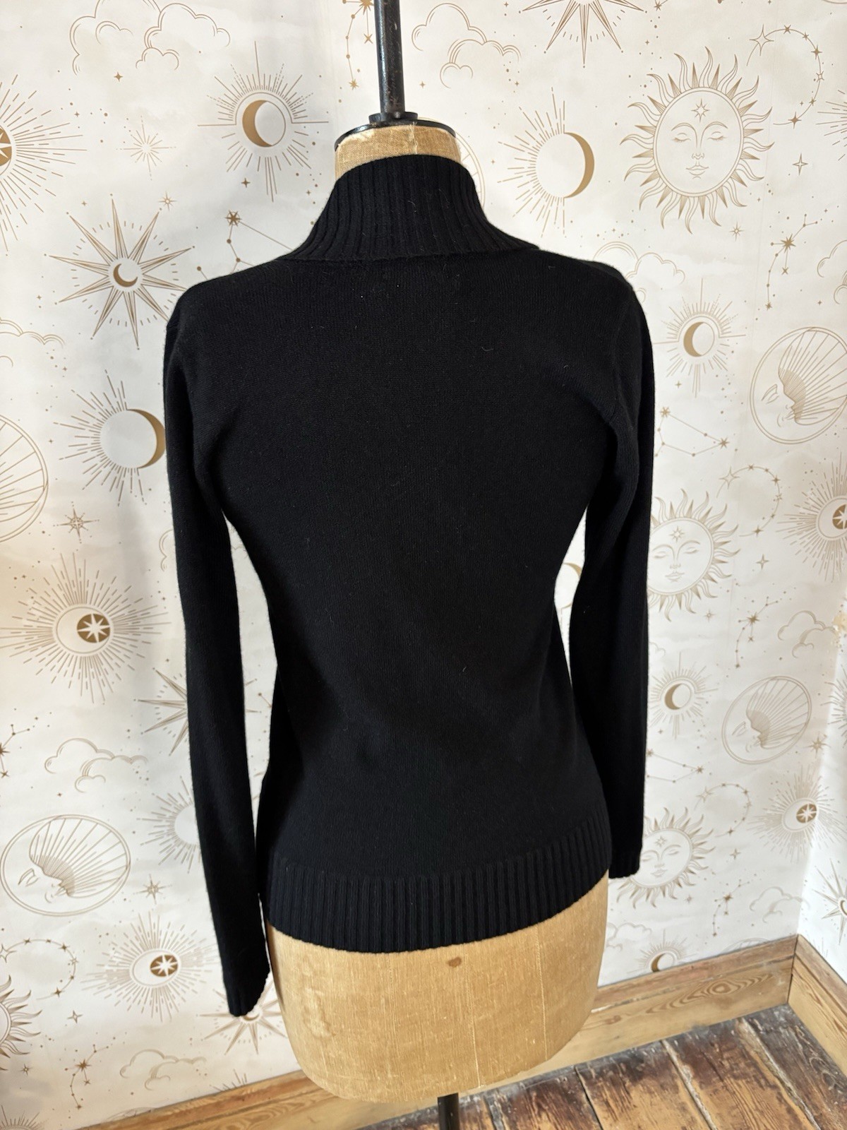 Florence & Fred 100percent Cashmere Jumper UK 10 Black V Neck Long Sleeve Button Knit image 5