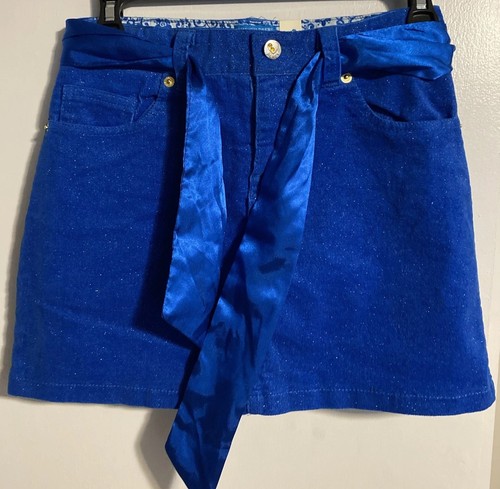 Blue Sparkly Stretch Skort Size 12 Satin Sash Belt Pockets The Children's Place - Picture 18 of 18