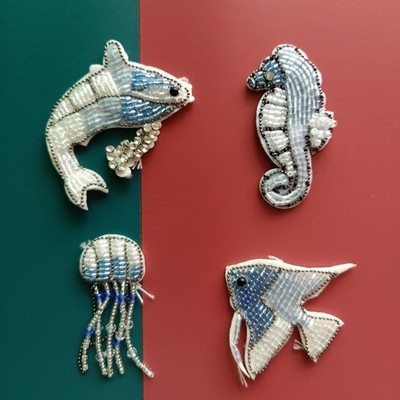  4 Stück Dolphin Jellyfish Seahorse Goldfisch Handgemachte Stoffpaste Adorable