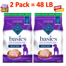 48LB/ 2 Pack Blue Buffalo® Basics™ Skin & Stomach Care Adult Dog Dry Food - Gra 1.02 per pound