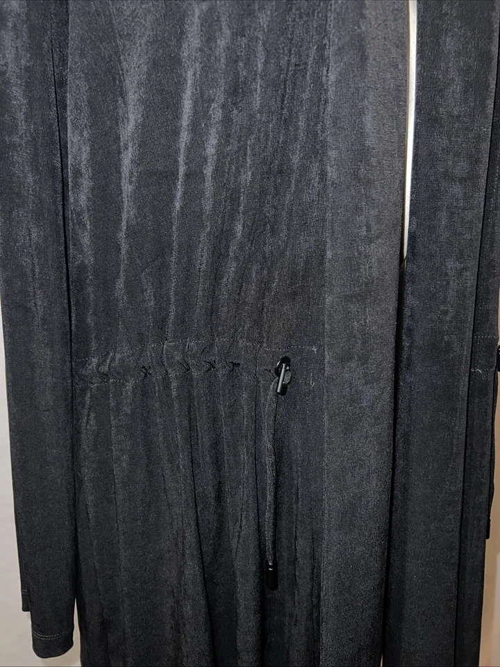 CHICO'S travelers Jacket Size L (2) 12/14 Black Drawstring Waist Open Cardigan - Image 3 of 4