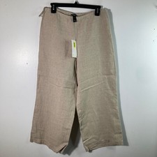 Womens Eileen Fisher Heavy Linen Crop Pant w Side Zipper Natural Color S NWT