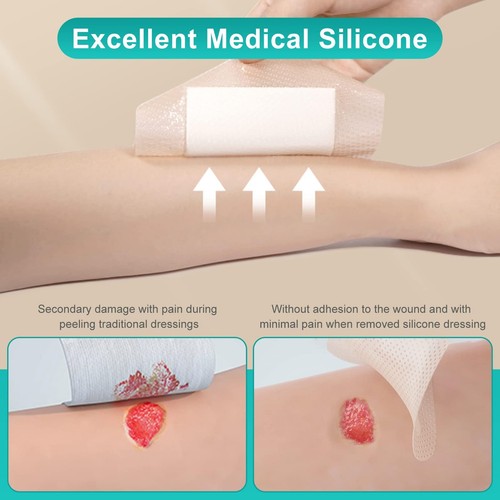 Dimora Foam Wound Dressing 2"x5" Waterproof Silicone Bandages with Adhesive B... - Picture 5 of 8