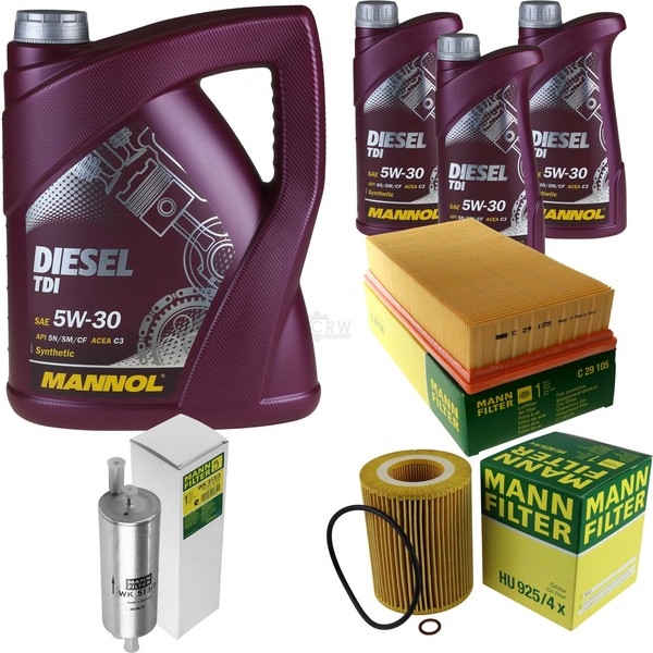 Motor-ÖL 8L Mannol Diesel Tdi 5W-30+MANN-FILTER Filterpaket FüR Bmw X5 E53 3.0I-image