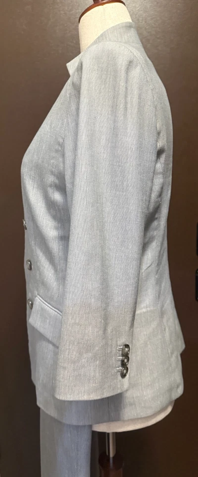White House Black Market Linen-Blend Gray Pant Set Size 10 blazer/ Size 4 pants - Image 4 of 4