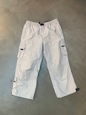 Beige Utility Cargo Pants for Women - Wide Leg Workwear with Pockets, Size M