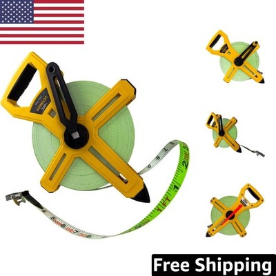 Durable 300-Foot Open Reel Fiberglass Tape Measure - Precision in Yellow
