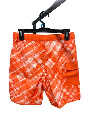 Lands End Boys youth Swim Trunks L 10-12 Orange Tie Dye - Picture 3 of 3