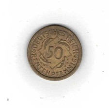 50 Rentenpfennig, 1923 J, Weimar, J.310,  sehr selten, RR, ss+