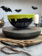 Rae Dunn WITCH'S BREW Dripping Lime Green Black Bowl 3 Cups 6.5" x 3.25" NEW
