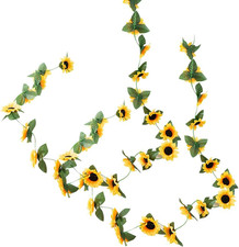 2 Pieces Artificial Sunflower Garlands Faux Silk Sunflowers Vines Yellow Flower