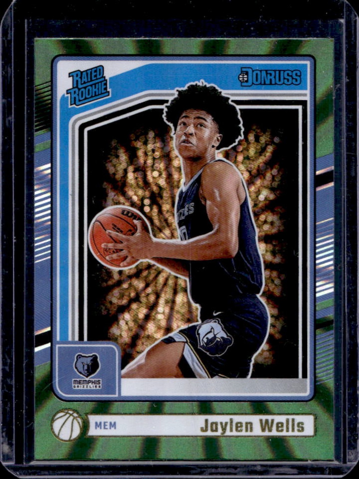 2024-25 Donruss Jaylen Wells Holo Green Laser Rated Rookie #245 Grizzlies