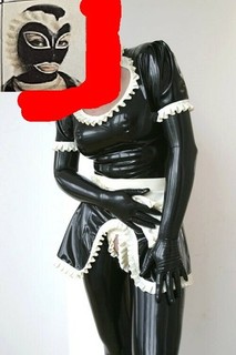Latex Maid Dress Kleid Hose Handschuhe Haube Groß KF 48 50 52 kaum getragen
