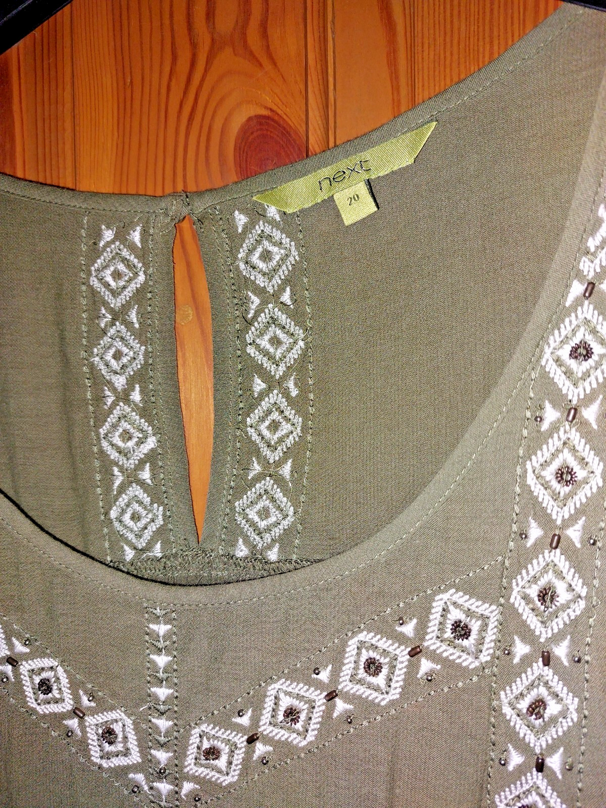 NEXT khaki ethnic tribal embroidered beaded hippie boho smock vest tank 20 BNWOT image 3