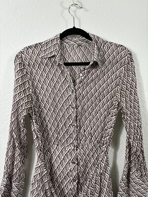 free people rillo shirt dress Free People Rillo Shirtdress Brown Beach Womens XS Button Up Tie Long  Sleeve