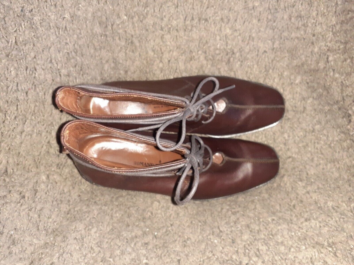 ROMANELLI-ITALY-Hand Made Brown Leather Booties-Great Style