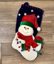 Large Christmas Stocking Colorful Snowman with Hanging Lights
