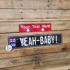 EURO STYLE  TAG, European license plate, ANY TEXT, BRITISH, GREAT BRITAN - BLACK