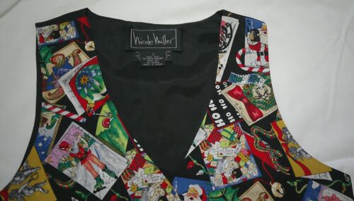 Vintage 1994 Nicole Miller 100 % Seide Weihnachtsweste ~ Small ~ Limited Edition ~ EUC! - Bild 2 von 11