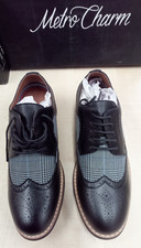 Mens black oxford two-tone plaid pair shoes size 8 [ED]
