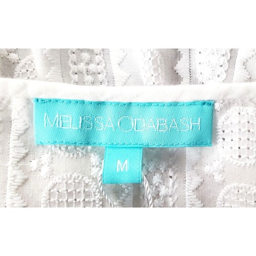Abito Melissa Odabash nuovo con etichette con occhiello all'uncinetto bianco mini REID LS collo a V spiaggia festa M - Foto 11 di 11