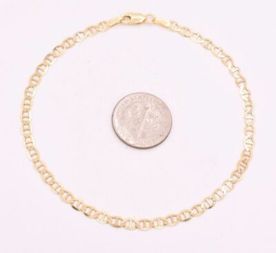 Solid Mariner Anchor Gucci Link Chain Bracelet Real 10K Yellow