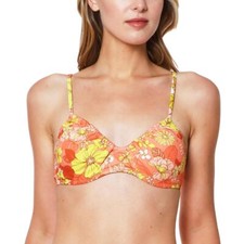Sanctuary Womens Underwire Floral Bikini Swim top Orange S