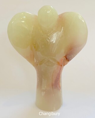Marmor Schutzengel Herz Flügel Stein Ornament Figur Statue Wohnkultur Geschenk
