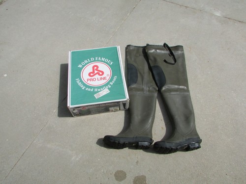 Pro Line Rubber Hip Boot STREAM #2011, Size 10 Men's Brown With Black Knee Pads - 第 1/13 張圖片